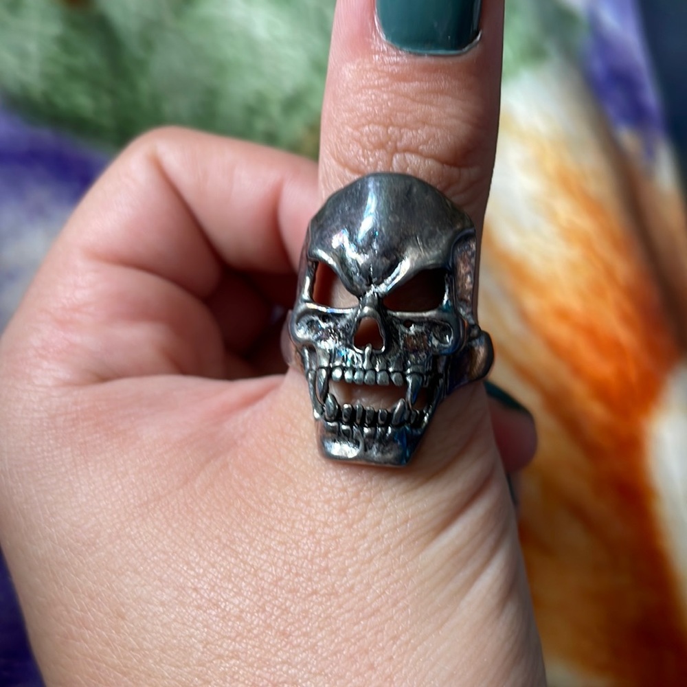 Vintage screaming skull g&s biker ring
